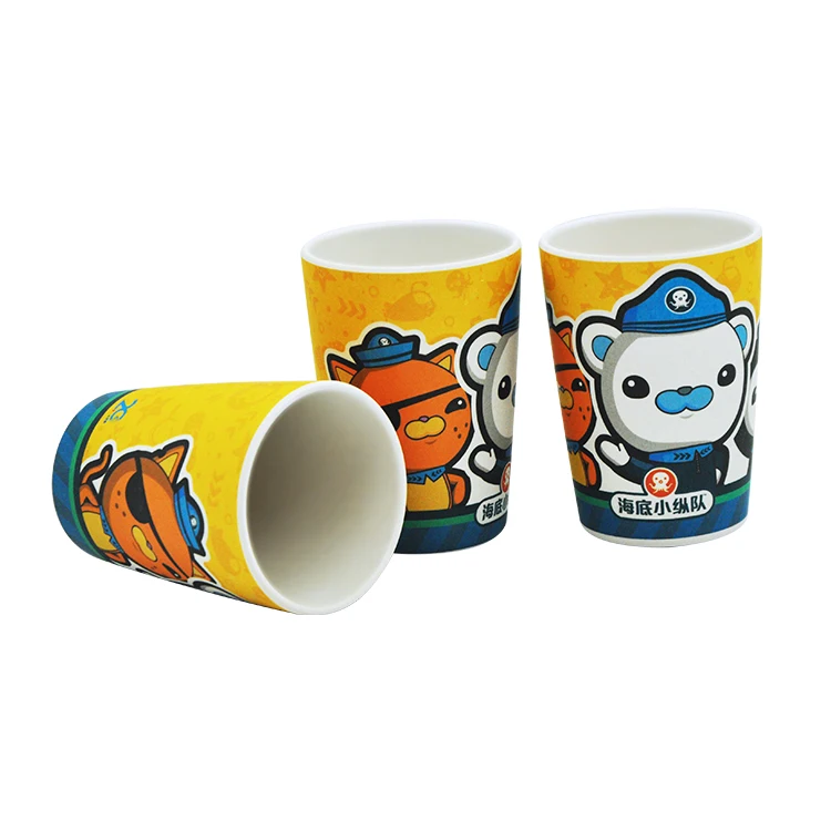 

Custom design cartoon reusable melamine kids cup bamboo fiber drinking cup, As picture