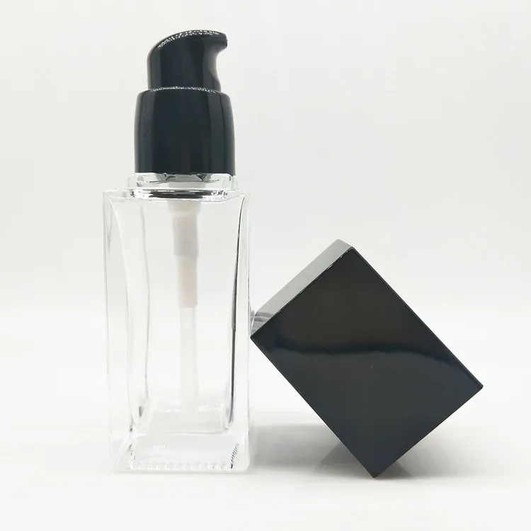 20ml Square Glass Bottle With Pump Lotion Cap For Cosmetics,20ml