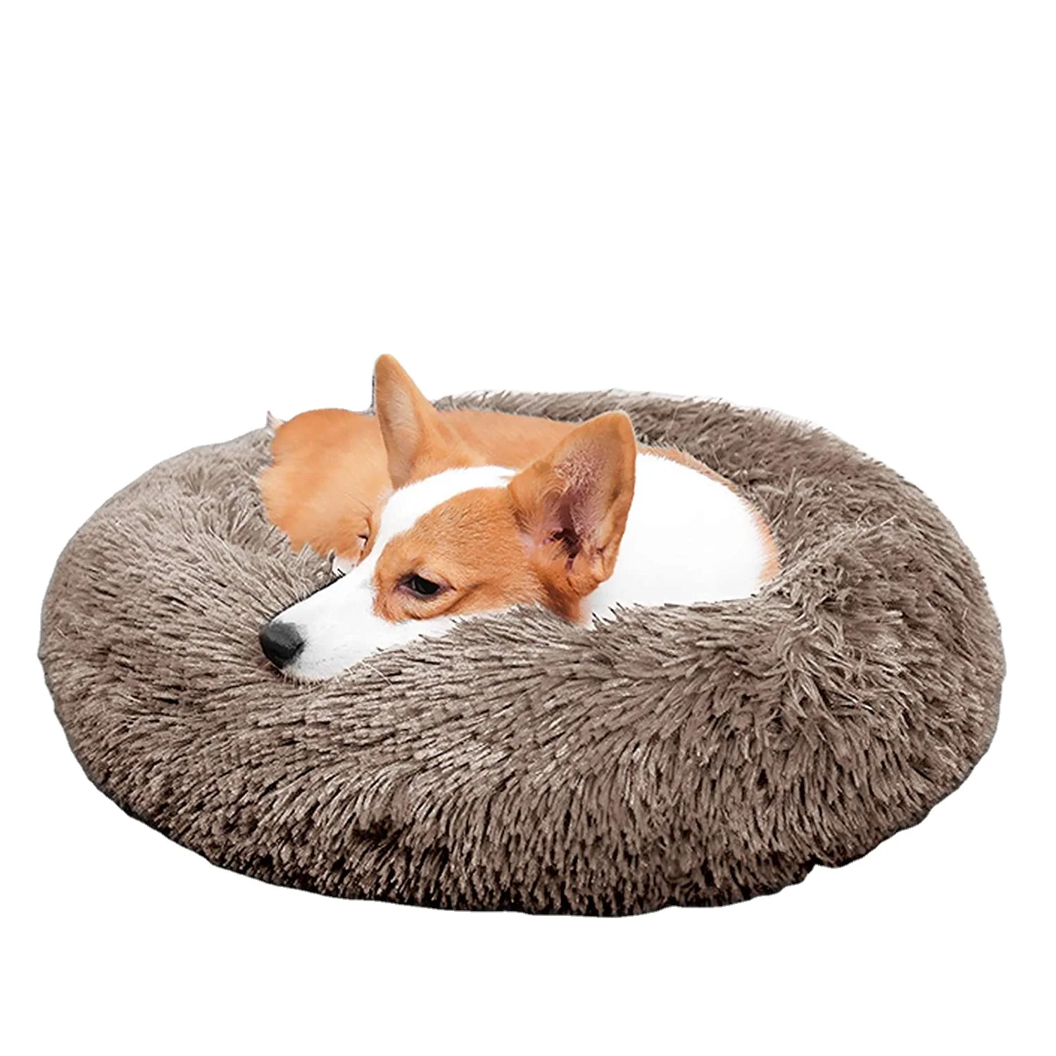 

modern soft plush round pet bed tuffed calming small pet bed pink dog sofa for cat bed