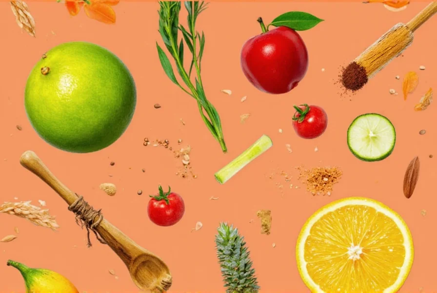 Various citrus spices arranged on a marble countertop
