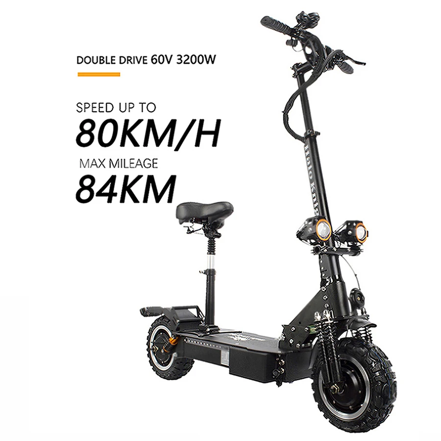 

Dual Motor Electric Scooter Adult Lithium Electric Scooter 60V 3200W 11 Inch Off Road Electric Skateboard E scooters