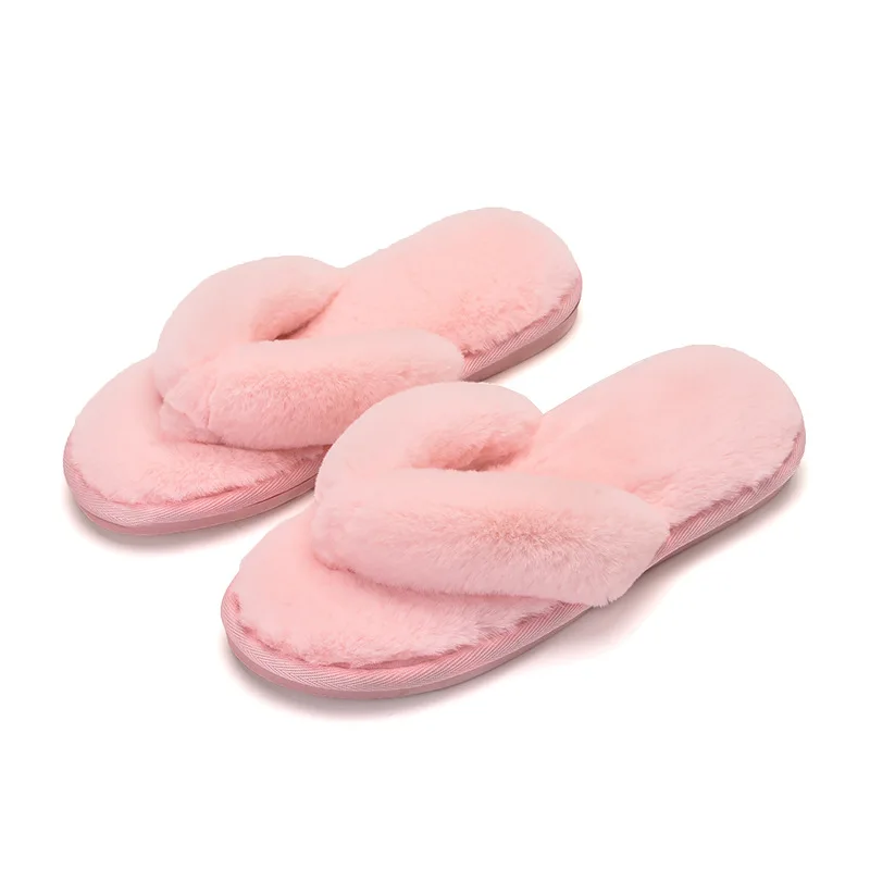 

2021 new autumn and winter indoor lamp-foot cotton slippers female non-slip home rabbit hair flip-flops, Picture