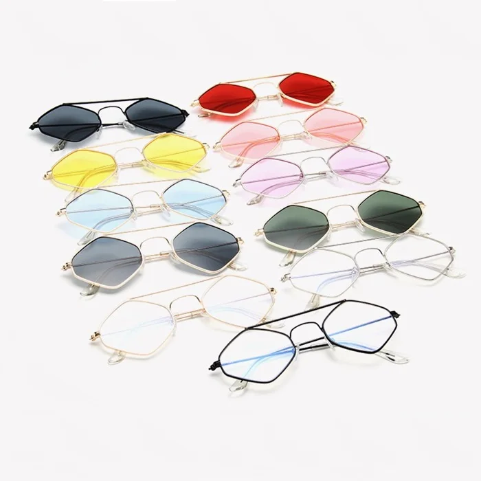 

High Quality Luxury Ocean Slice Sun Glasses Double Beam Diamond Metal Sunglasses for Men Women