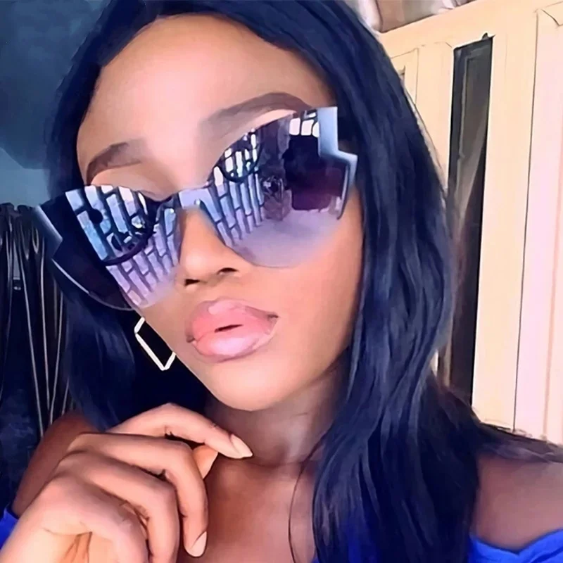 

2021 Vintage Rimless Butterfly Sunglasses Women Metal Frame Sunglasses Oversized Retro Sun Glasses Women Luxury Shades UV400, Multi-colored