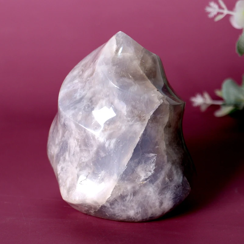 

Wholesale Hand Made Crystal Torch Natural Blue Rose Quartz Flame For Dec