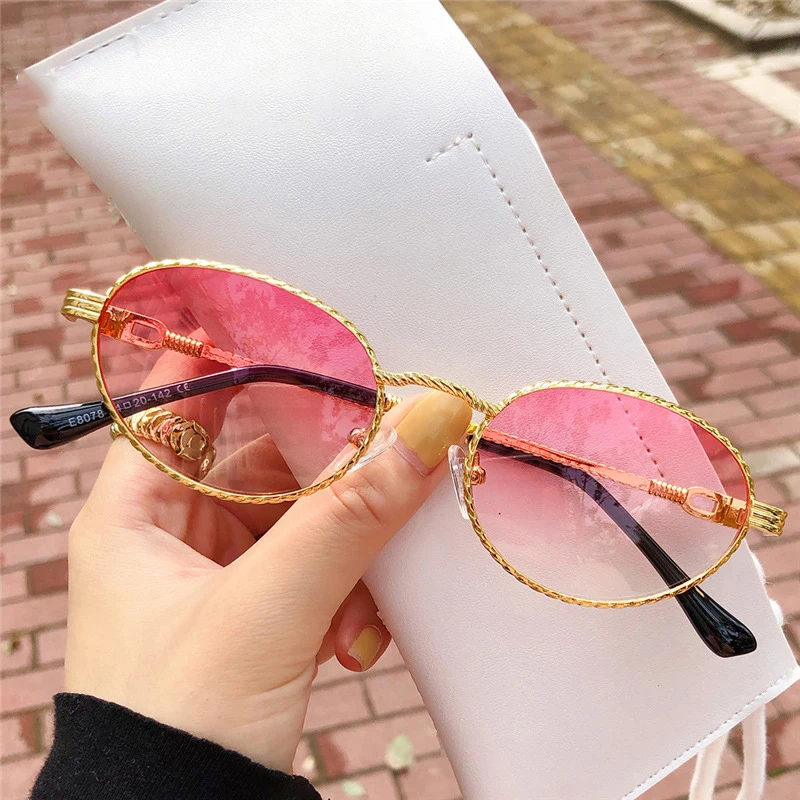 

Yiwu wholesale brand design retro vintage sun glasses custom logo unisex shades fashion small metal oval sunglasses