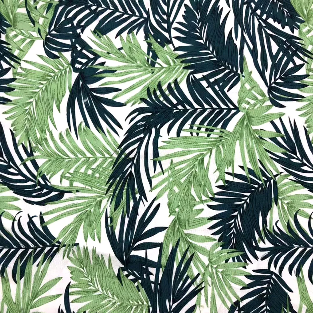 
100% cotton printed fabric palm tree large leaf poplin printed fabric beach pants fabric American market 