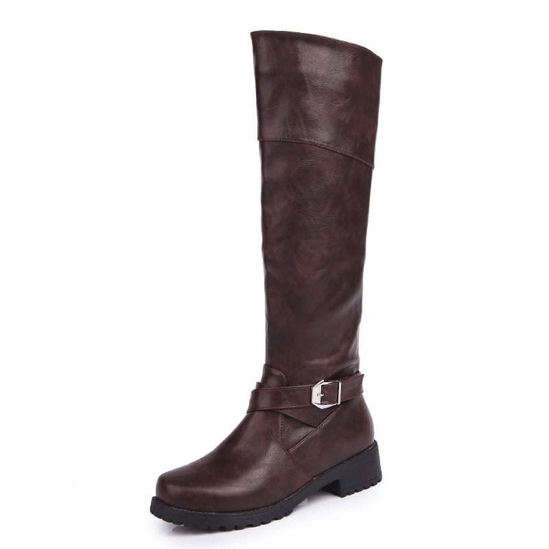 

Mature PU round toe lady and knee Martin boots