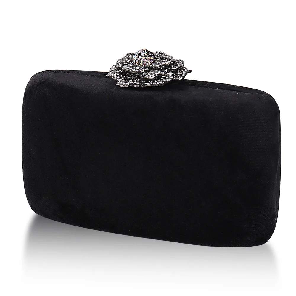

JANHE Fashion Solid Color Diamond Button Velvet Pouch Evening Bag Ladies Party Clutch For Ladies, Accept customized )