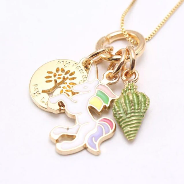 

ADELANTE New Oil Drop Unicorn Alloy Chain Cartoon Pendant Children Necklace