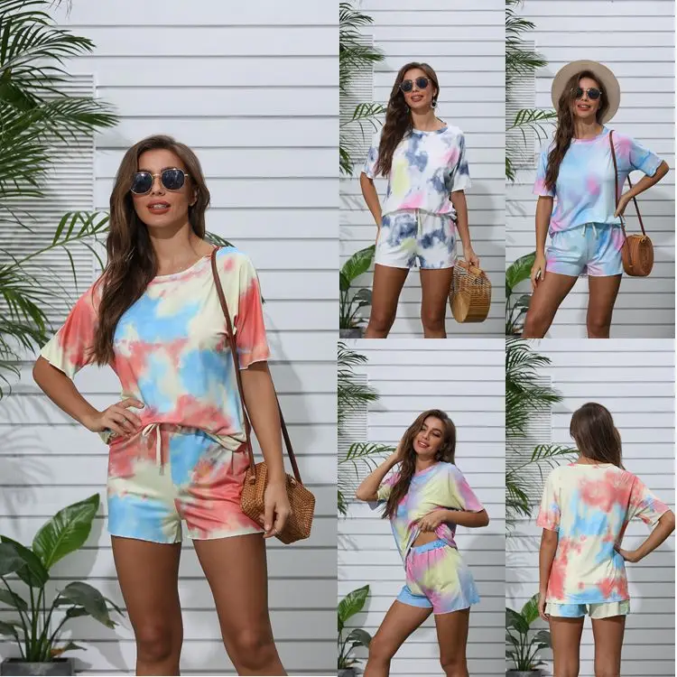 

wholesale hot style short sleeve suit tie dye comfortable breathable suit female trend, Picture show