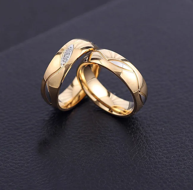 

Wholesale Luxury Stainless Steel Rings Jewelry Women Men Fashion Titanium Steel Diamond Couple Ring