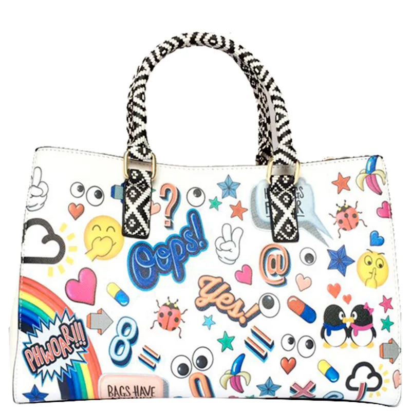 

Latest Arrival Graffiti Crossbody Bag Retro Personality Purse Ladies Large Capacity Handbags For Women 2021, White, black