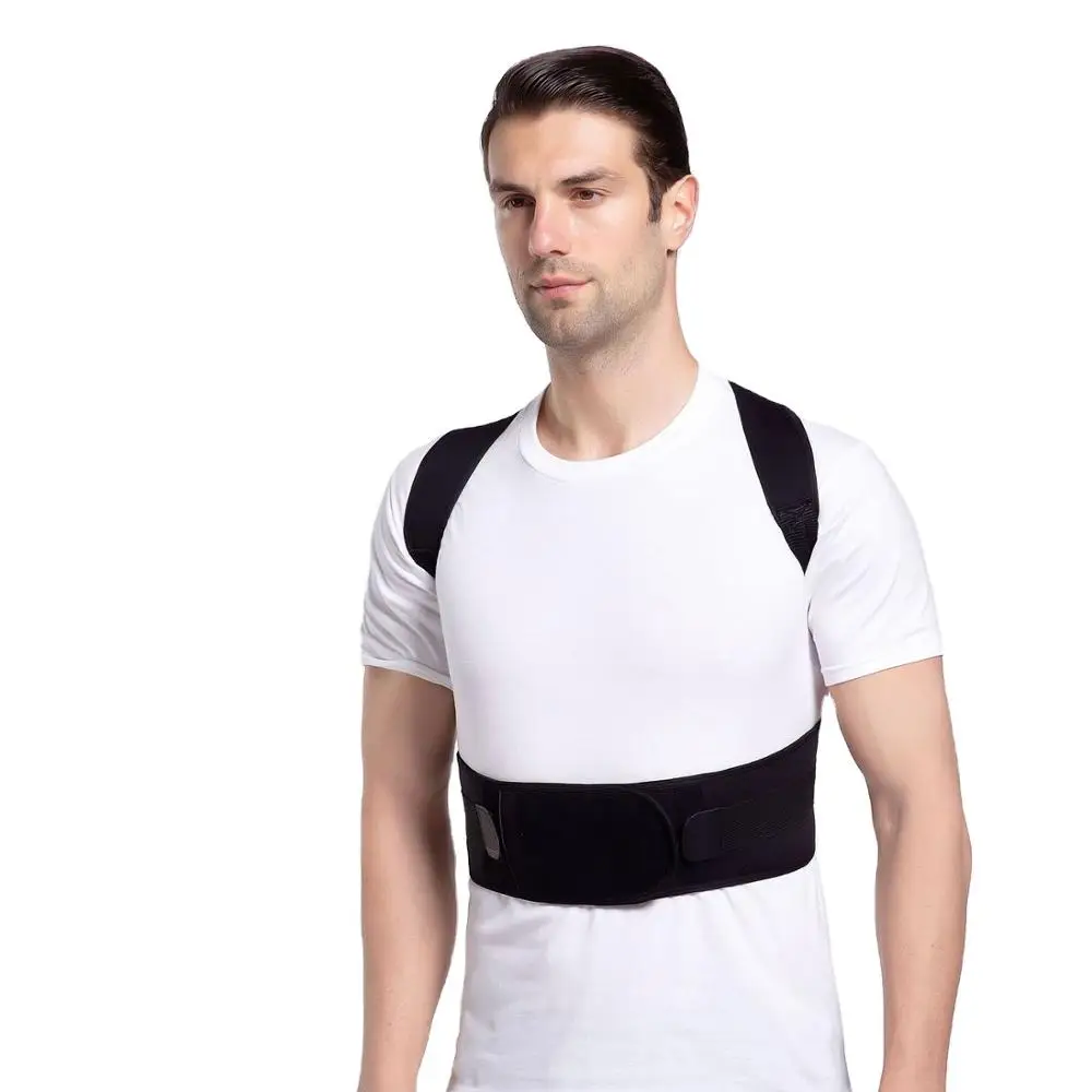 

High quality Adjustable kyphosis correction belt upright posture corrector, Black, skin