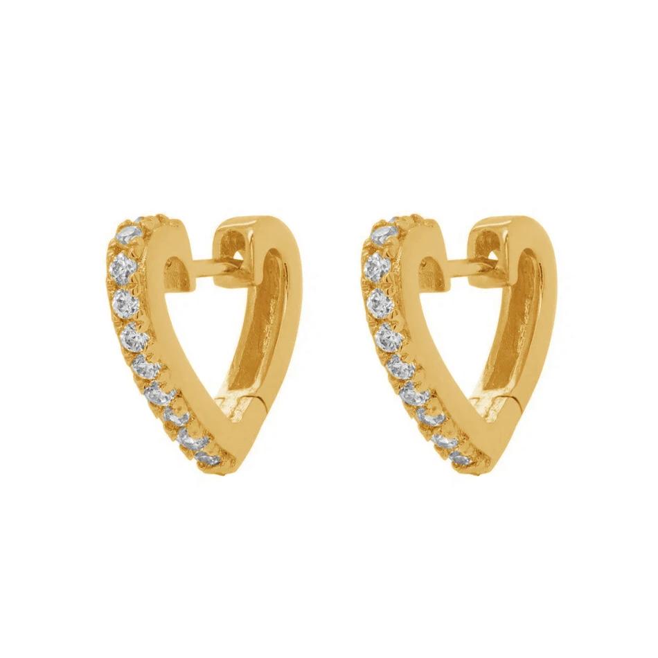 

fashion women jewelry trend 18k gold plated earrings 925 sterling silver pave heart hoop earrings
