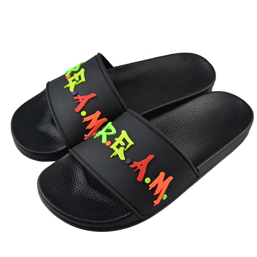 

LE SLIDES Custom Logo Slide Sandal Summer Designed Men Slippers, Yellow/blue/pink/red/green/white/black