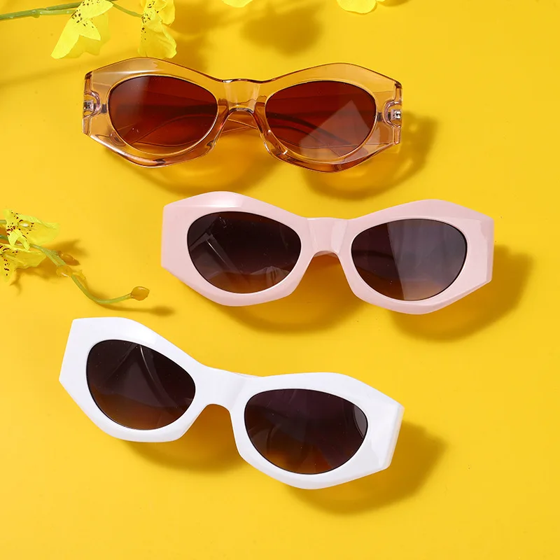 

QSKY retro fashion street trend multicolor sunglasses polygonal side cut frame cheap sunglasses 2023