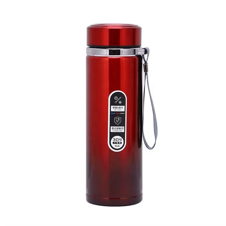 

Double-Wall Insulated Vacuum Thermos Stainless Steel Flasks, Red, silver