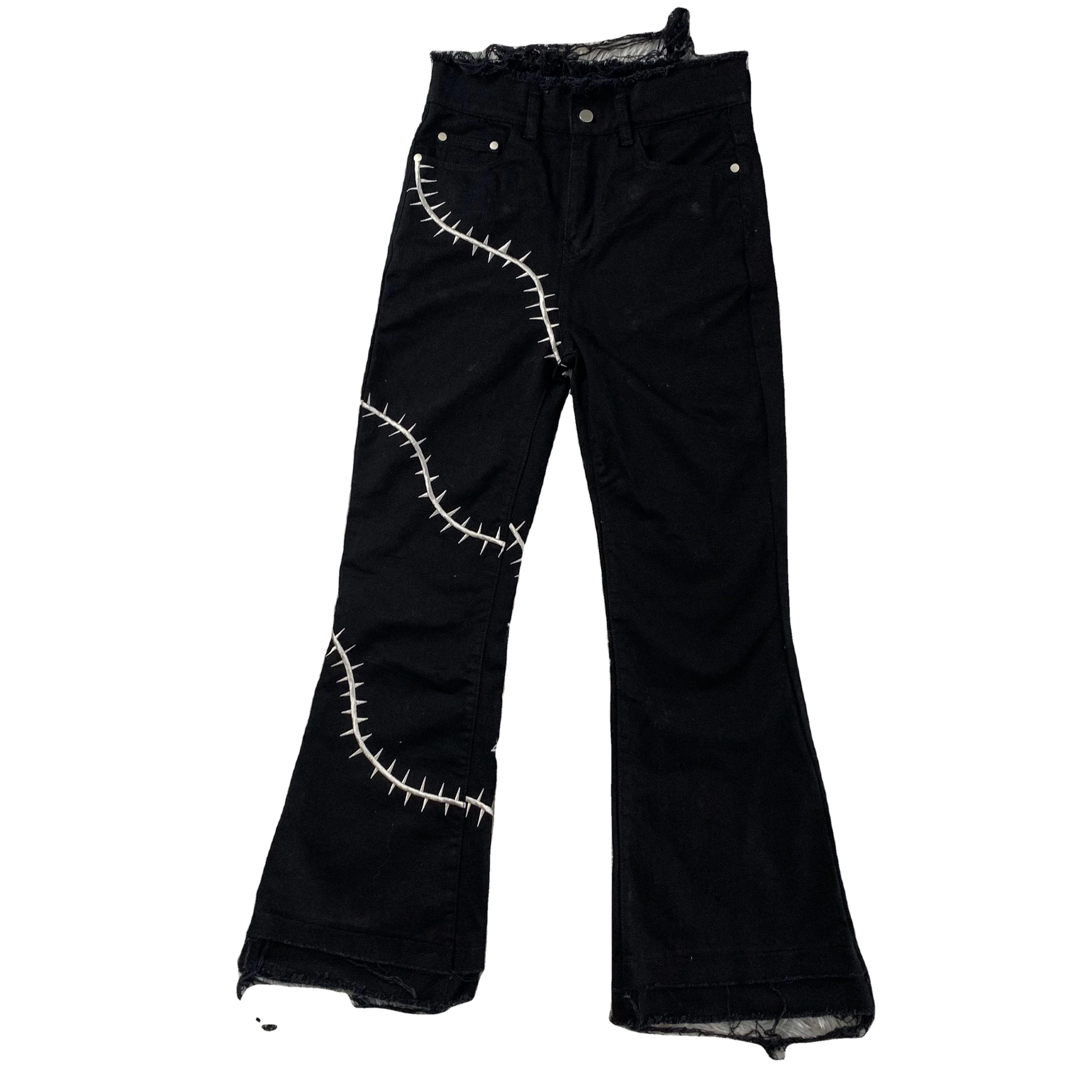DENIMGUYS Fashion Denim Streetwear Jeans Custom Waist Ripped Distressed Men Flared Jeans Pants