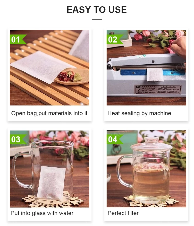 Eco Friendly Customized Tag Drawstring Empty Loose Filter Paper Tea Bag