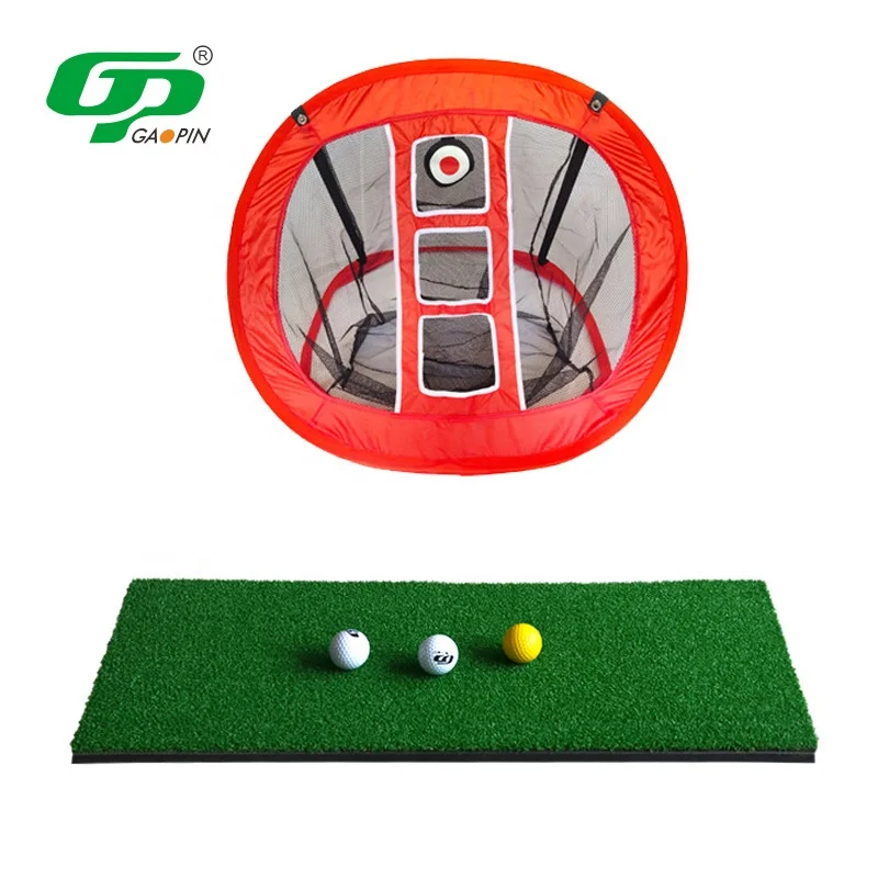 

Mini Golf Simulator Hitting Mat Rubber Base Portable High Quality Training Hitting Chipping Practice Golf Net For Home Backyard, Green