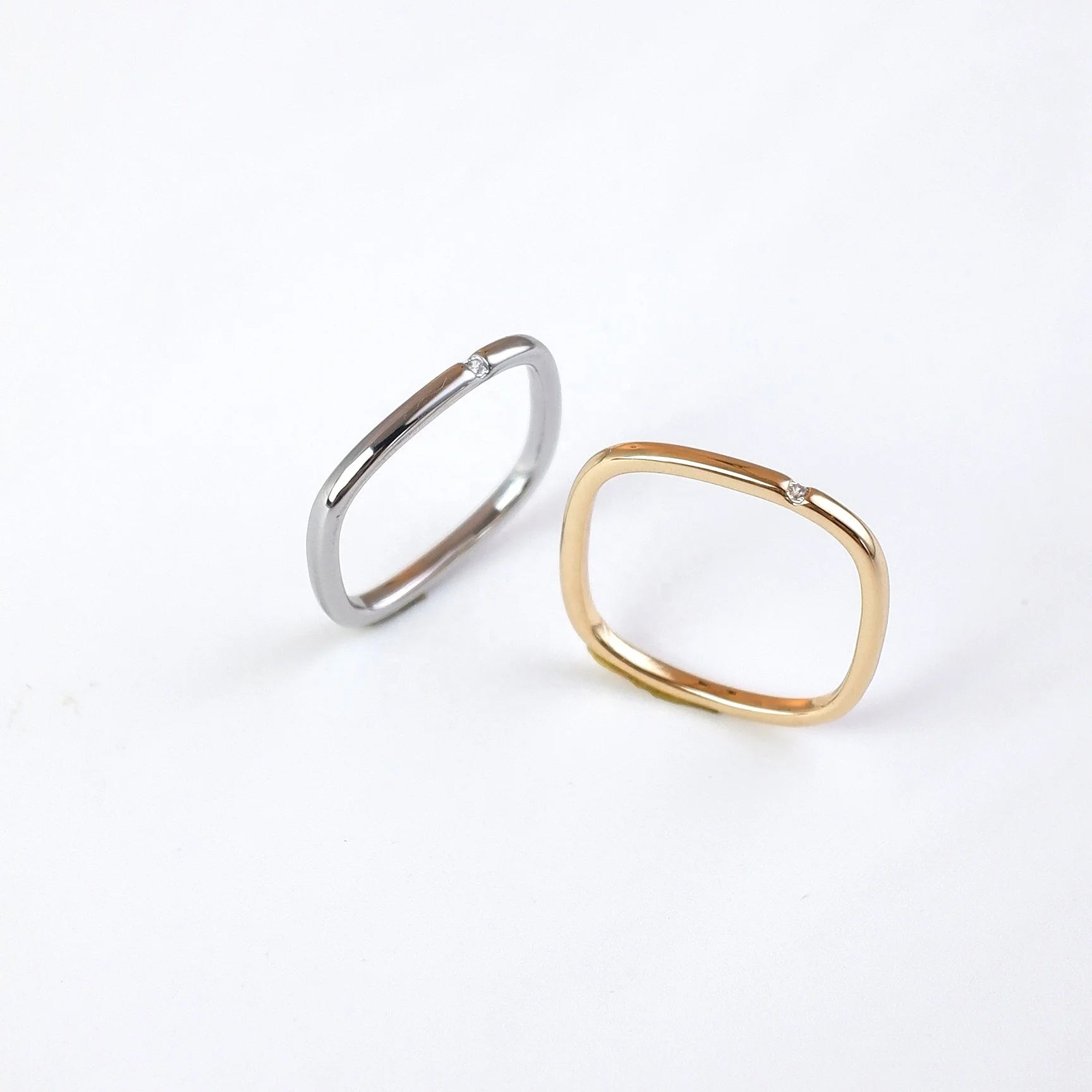 

Gold Silver Round Ring Copper Zircon O-Ring Eternity Knuckle Ring, Silver gold