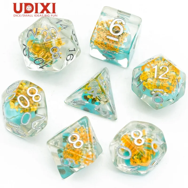 

Udixi Polyhedral Resin DND RPG Dungeons and Dragons Dice with Skull&Flower, Multi-colored