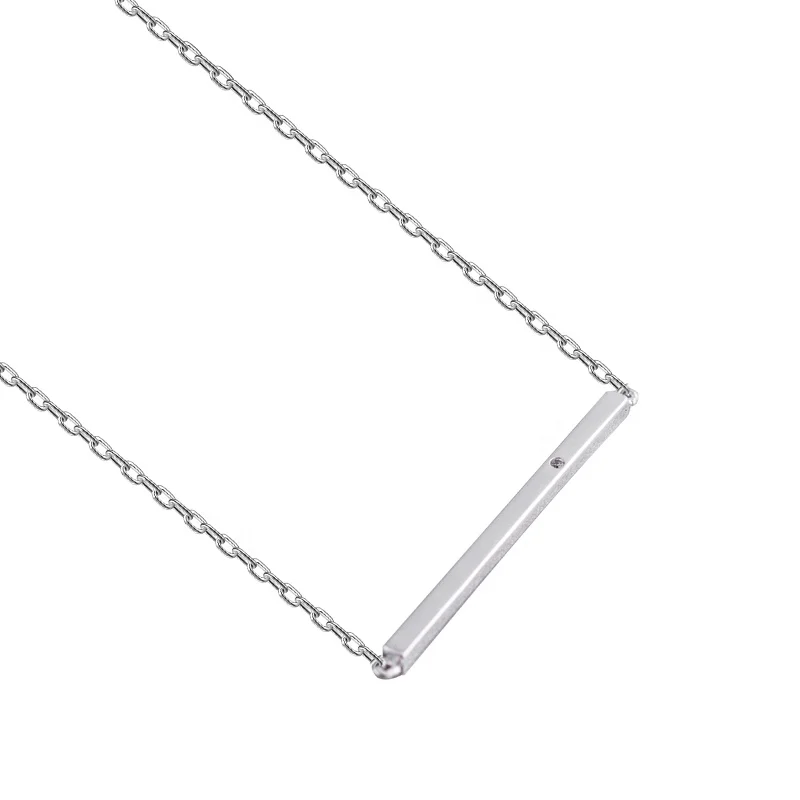 

Fashion Personalized 925 Sterling Sliver Blank Engraved Bar Necklace Name Plate Necklace
