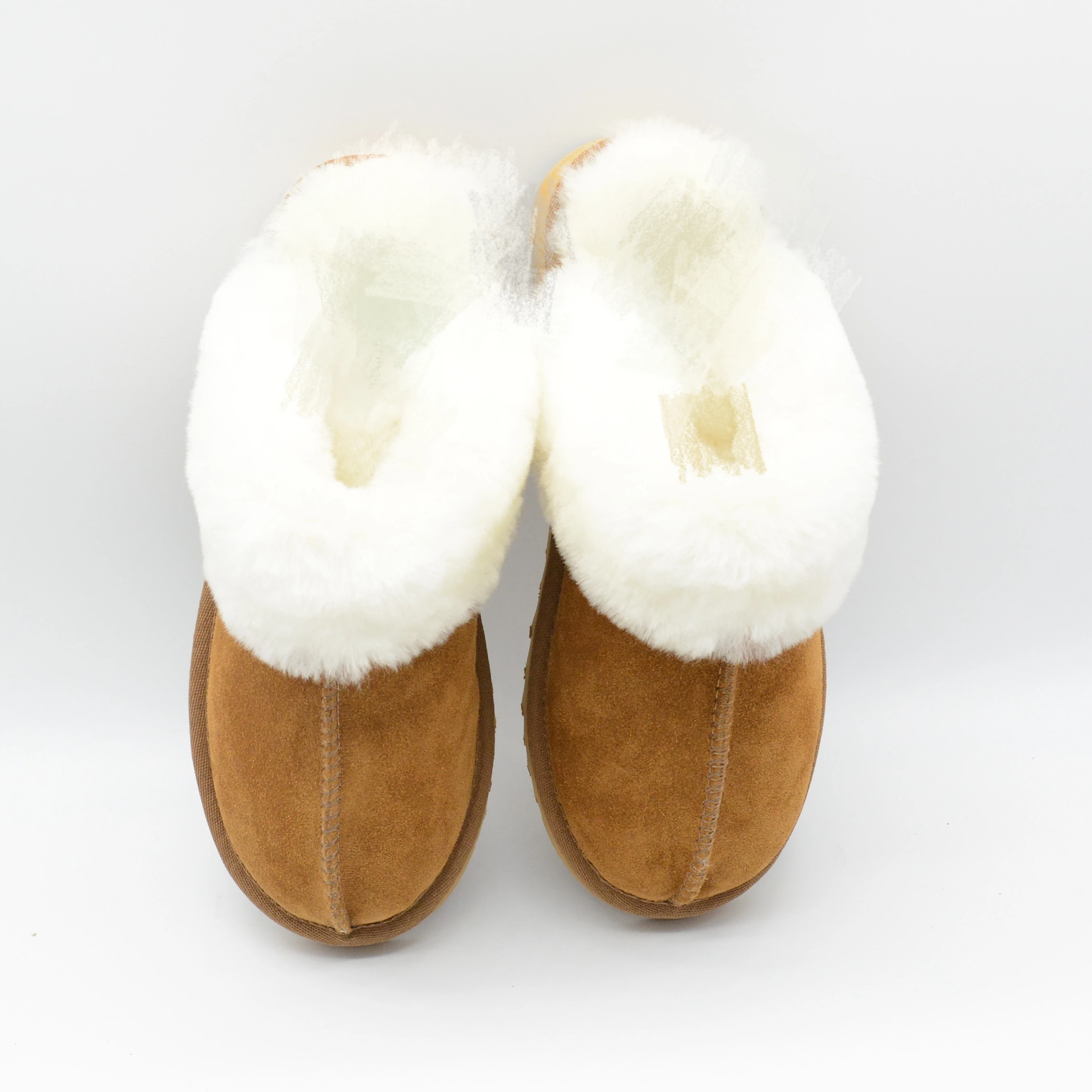 

2021 winter classic flat-bottomed indoor real wool plush slippers for women