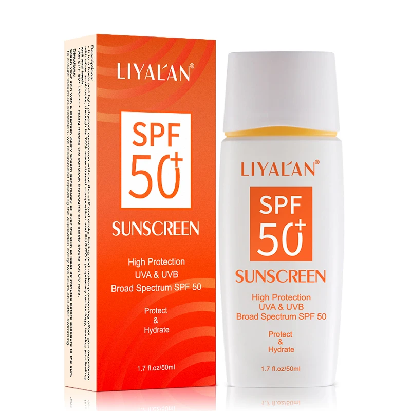 

High Quality Wholesale Uv Sunblock Whitening Moisturizer Organic Vitamin C Sun Cream SPF50 Sunscreen Lotion, White