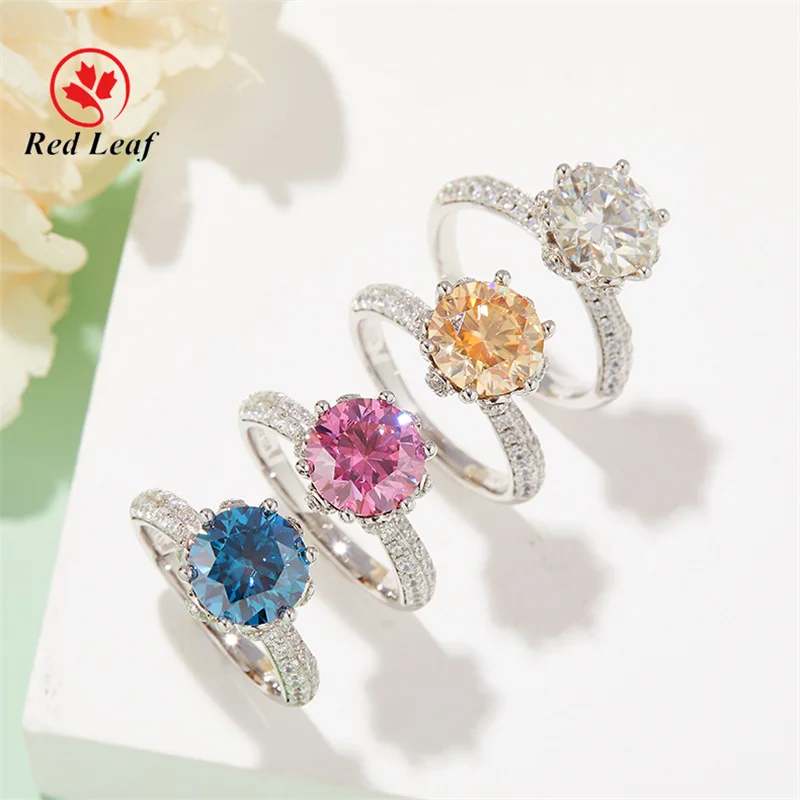 

Redleaf Jewelry fashion colored moissanite ring moissanite diamond rings simple engagement ring women straight claw wuzhou