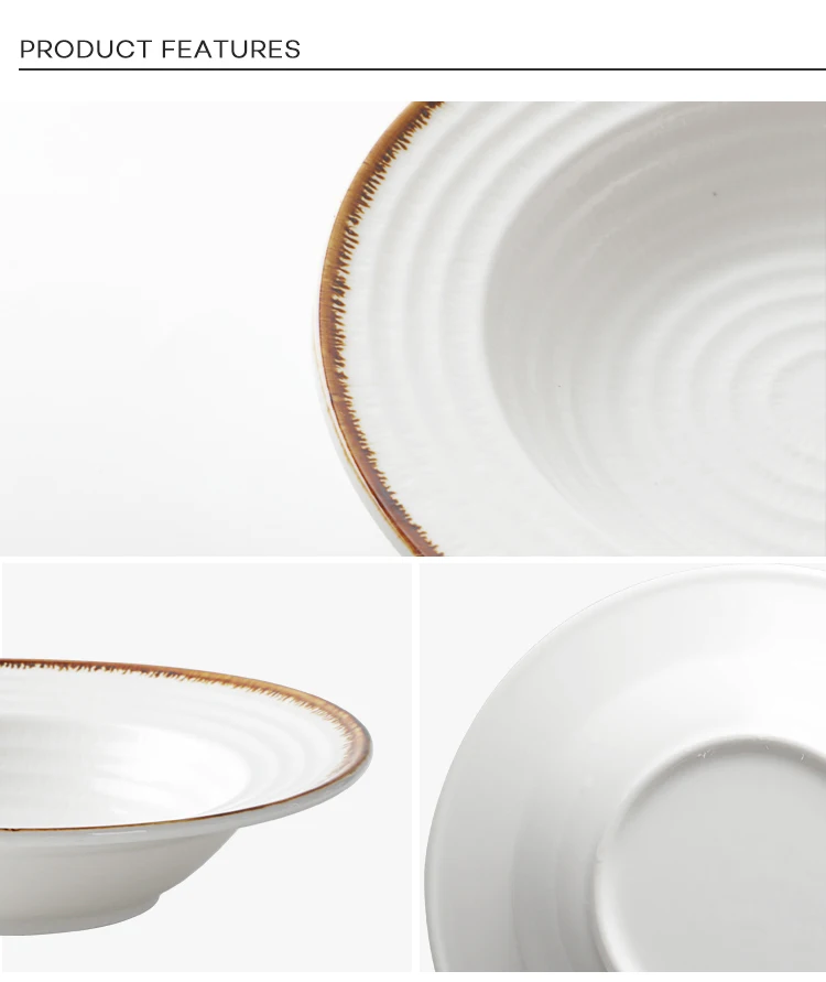 Wholesale Chaozhou Heat Resistant Restaurant Salad Plate,  Catering Serving Soup Dishes, Ceramic Spaghetti Plate&