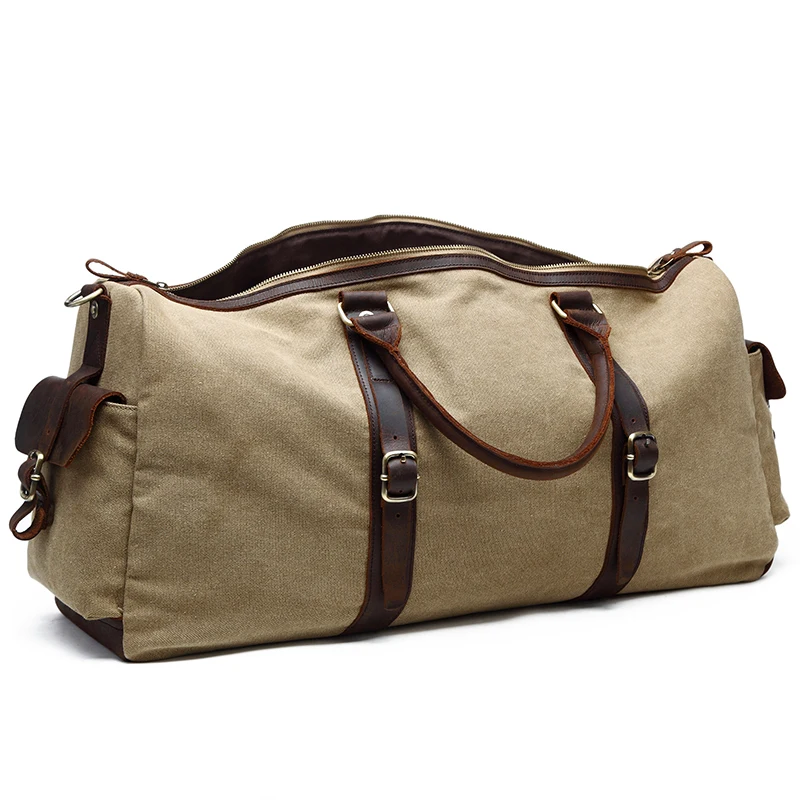 

Custom printed large waterproof leather wax canvas duffle bag travel laptop bag