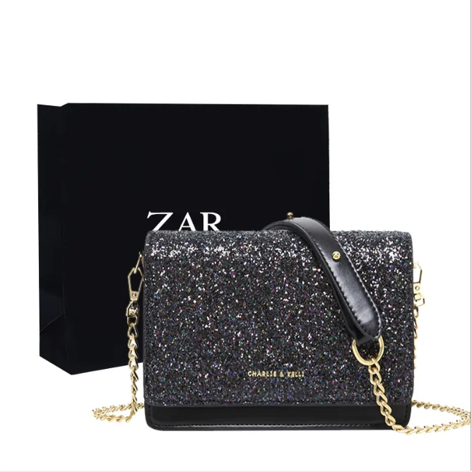 

2020 new chain bag oblique cross shoulder sequins women bag, As the picture