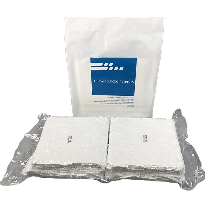 

Disposable Lint Free Class 100 Laser Sealed 9x9inch Double Knit Polyester Clean Room Wipe, White