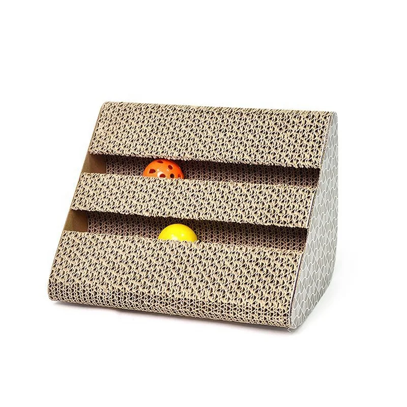 

Custom Luxury Cat Scratcher Pad Wholesale Eco-friendly Bell Ball Fun Cat Scratching Board