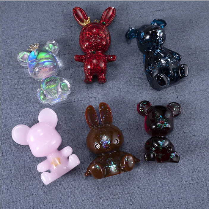 

DIY Epoxy Violent Bear Cubs Rabbit Dogs Six styles Handmade Jewelry High Mirror Silicone Mold, White