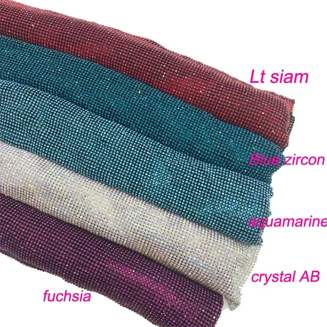 
120*45cm no glue Aluminum setting SS8 crystal mesh sheet rhinestone mesh trimming for garment shoes bags etc 
