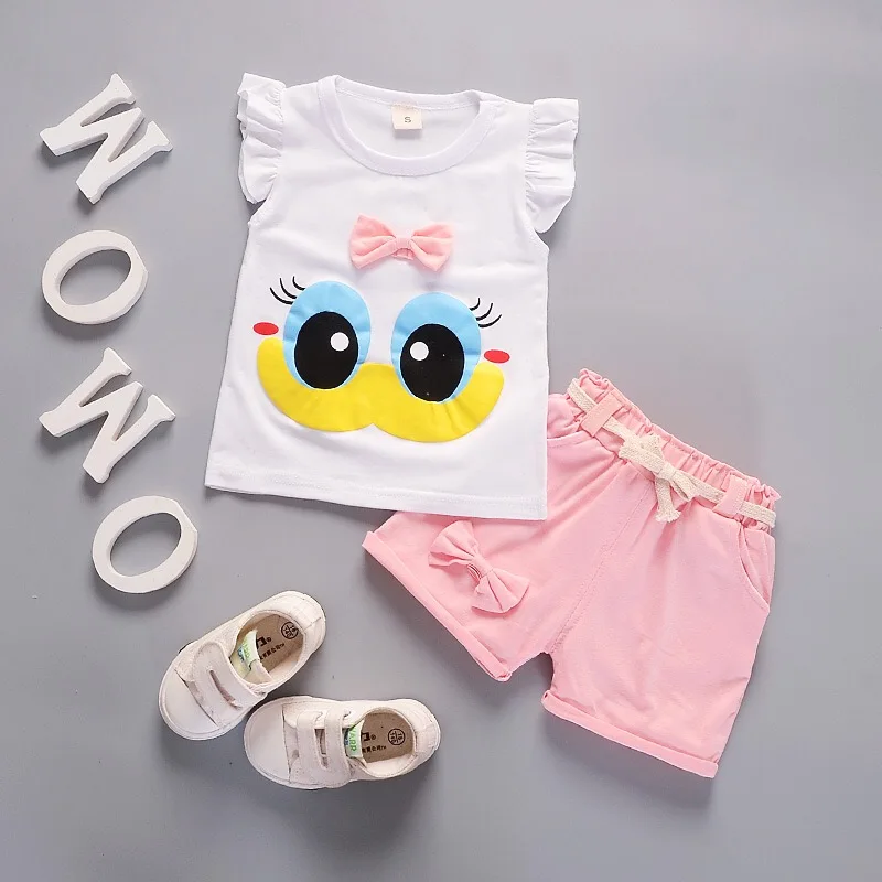 

New arrival boutique baby girl cartoon clothing set for summer, Picture colors