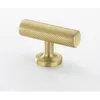 Custom High quality precision diamond knurl gold brass cupboard t handle knob