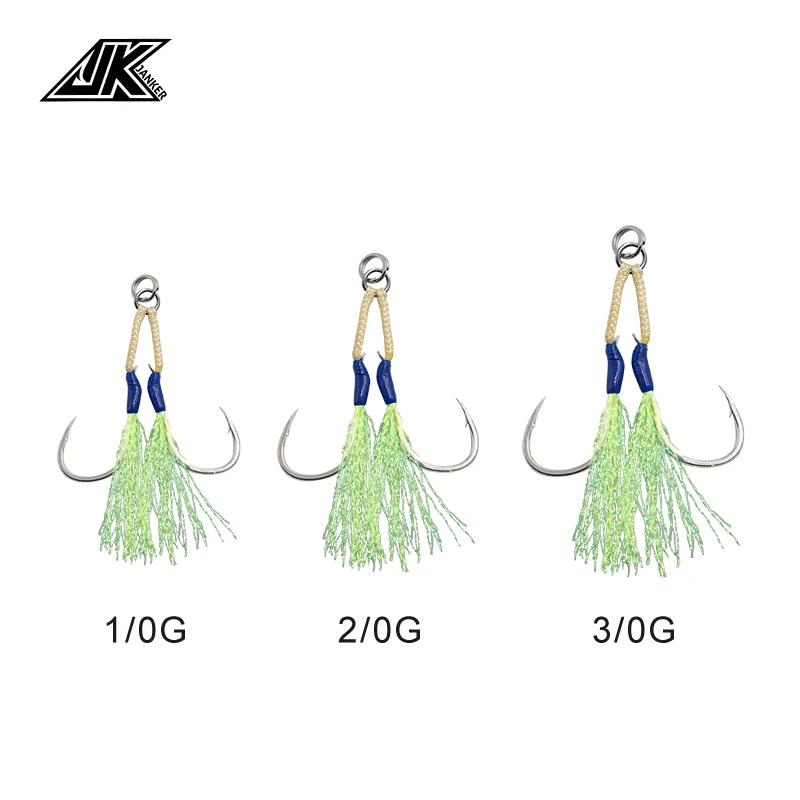 

JK Fishing LHT-G 1/0 2/0 3/0 Series High Carbon Steel Bright Light Assist Hook sea fishing hooks