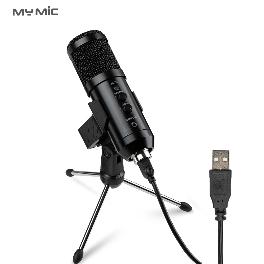 

MY MIC NX4 Professional USB Condenser Microphone Studio Mic Recording with echo monitor for Podcast Computer Gaming, Black