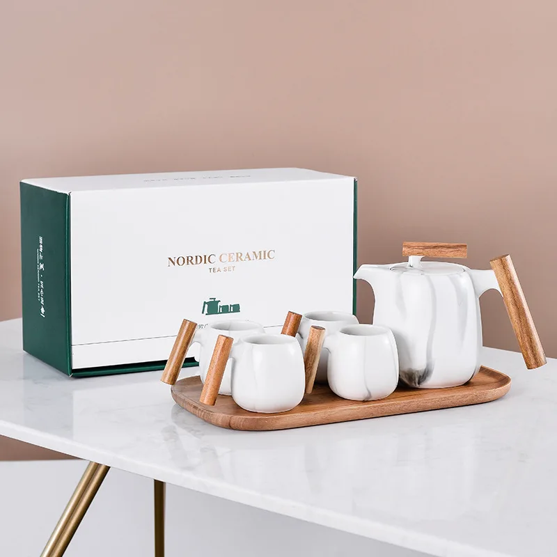 

good selling porcelain tea set marble tea set