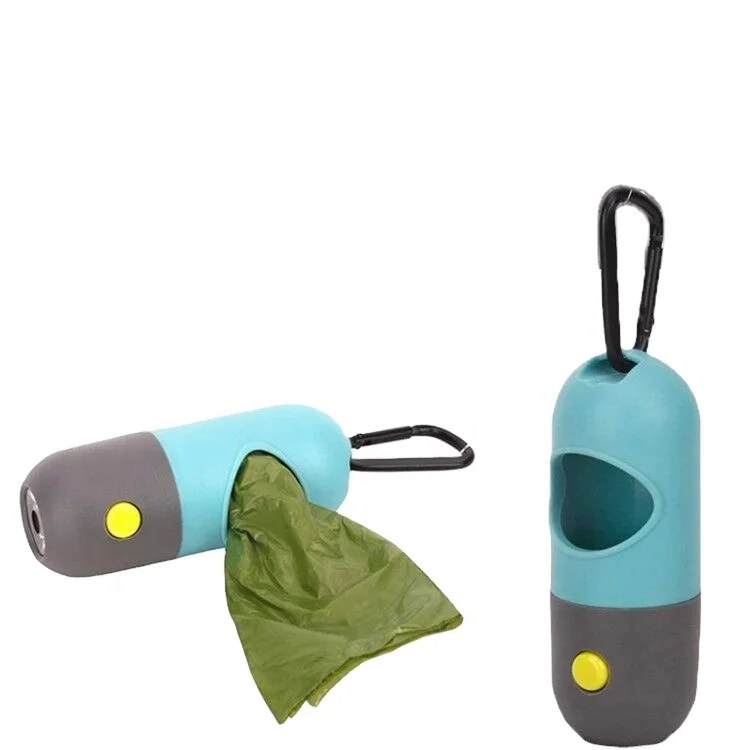 

Amazon hot sale LED flashlight dog waste bag dispenser pet dog poop bag dispenser waste bag holder