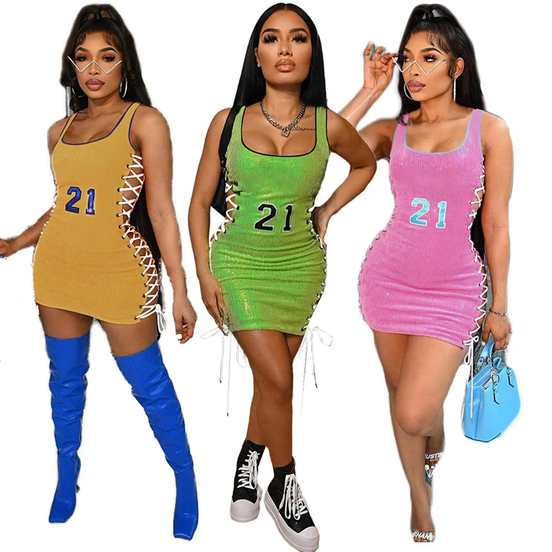 

EB-20082515 2021 Girls' Tennis Dresses Sets Women Summer Sexy Casual Skirt Basketball Baseball Jersey Dresses Sets Outfits