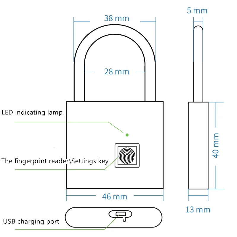 
Chengyuan stainless steel anti-theft padlock fingerprint lock smart fingerprint padlock 
