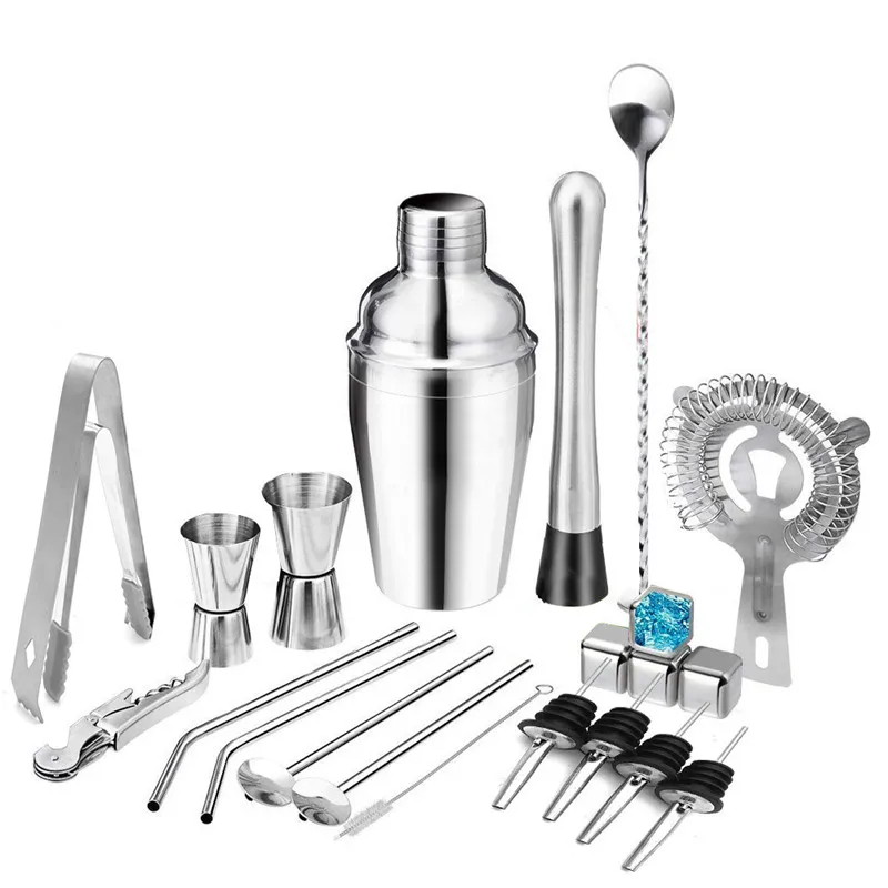 

22 in 1 Japan Style Bar Tool Set Stainless Steel Barware 25 OZ Drink Mixer with Strainer/Corkscrew