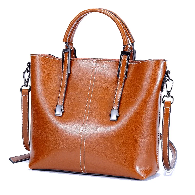 

Westal ladies online shopping oil waxed handbags leather tote handbag fashion handbags for women