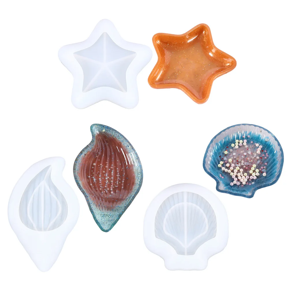 

Starfish Conch Shell Plate Dish Ashtray Silicone Mould DIY Crafts Polymer Jewelry Making Tool Crystal Epoxy Resin Mold, Grey
