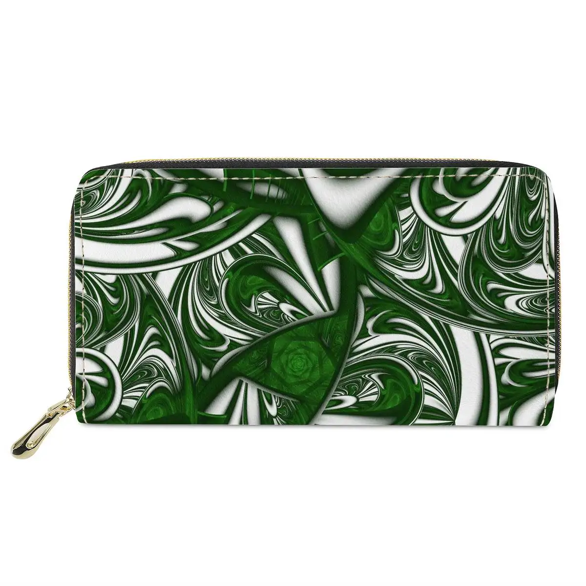 

Polynesian tribal style green 3D Printed custom Long PU Leather Purse Ladies Fashion Money Bags Wallet For Women Hawaiian style